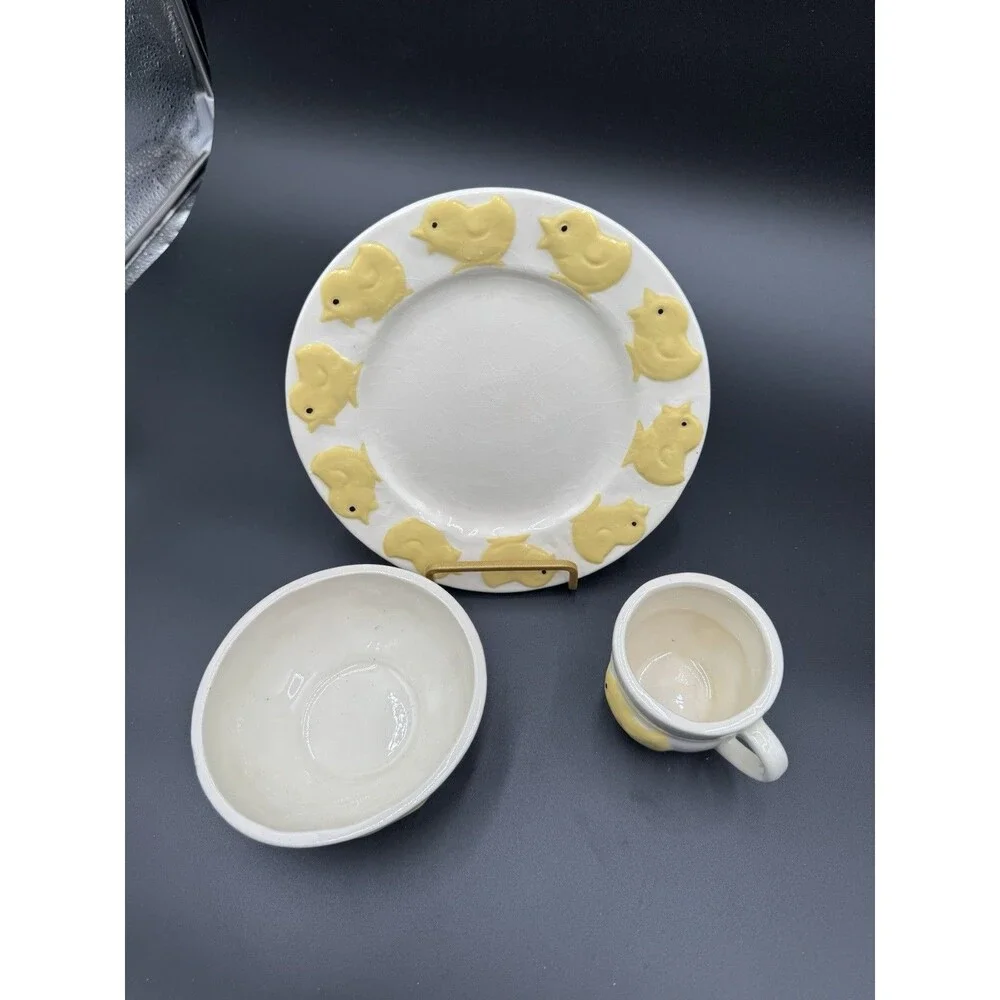 Vintage Goebel Lil Chicks Children's Eating Feeding Set Cup Plate and Bowl